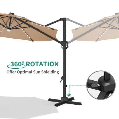 Lyar 10ft Cantilever Patio Umbrella – 360° Rotating Offset Sun Shade with Adjustable Tilt