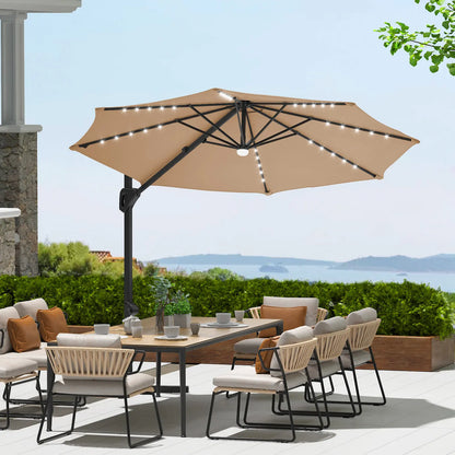 Lyar 10ft Cantilever Patio Umbrella – 360° Rotating Offset Sun Shade with Adjustable Tilt