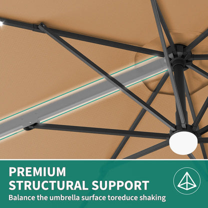 Lyar 10ft Cantilever Patio Umbrella – 360° Rotating Offset Sun Shade with Adjustable Tilt