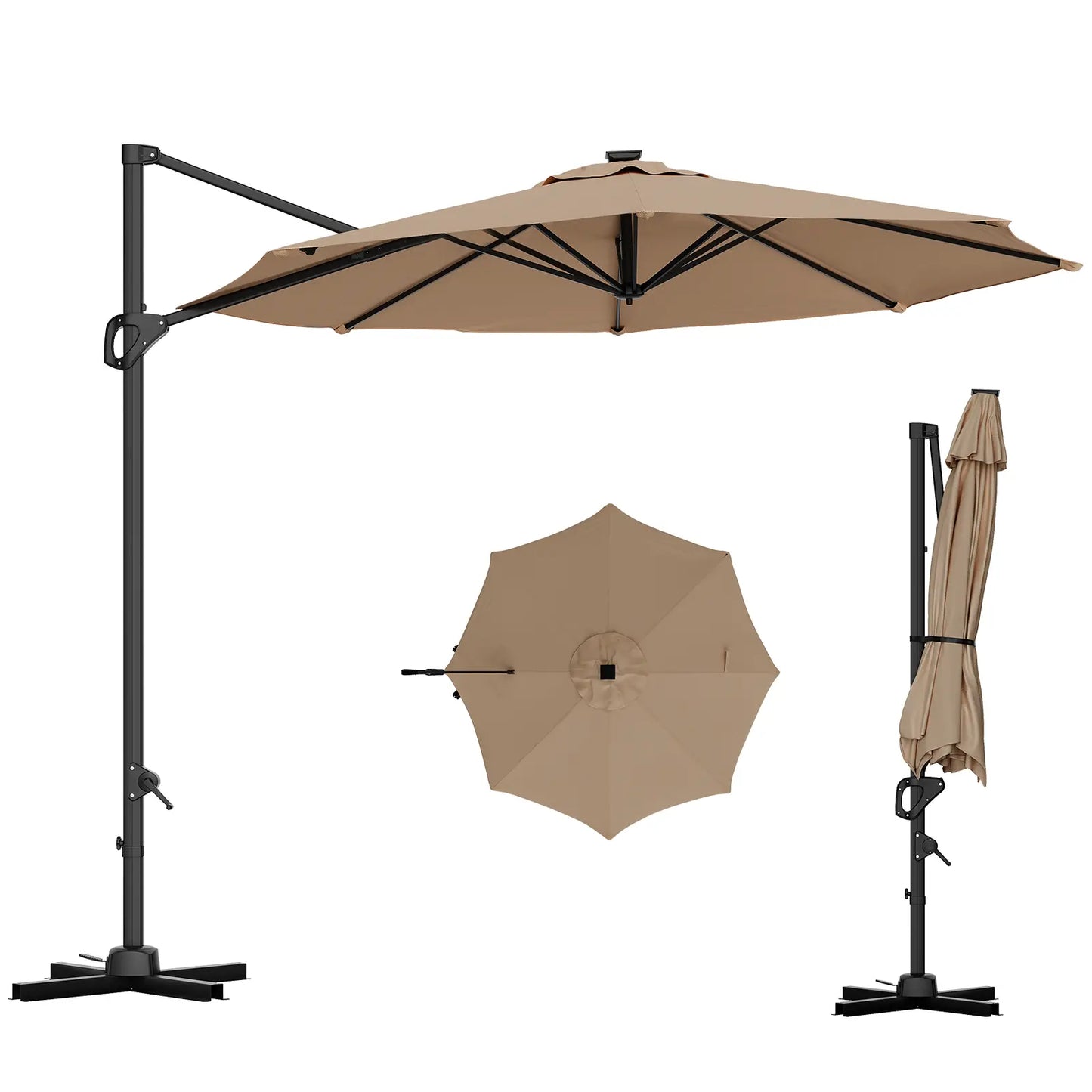 Lyar 10ft Cantilever Patio Umbrella – 360° Rotating Offset Sun Shade with Adjustable Tilt