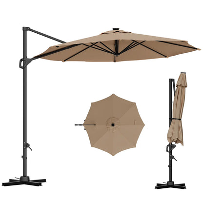 Lyar 10ft Cantilever Patio Umbrella – 360° Rotating Offset Sun Shade with Adjustable Tilt